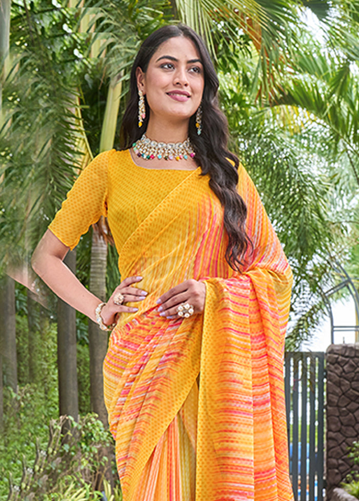 Multicolor Georgette Saree With Blouse Piece Free Shipping For Nice