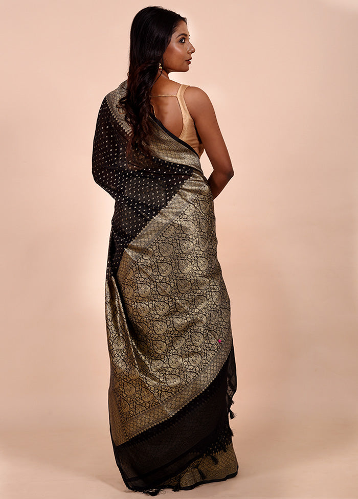 Black Kora Silk Saree With Blouse Piece Clearance Cheap Real