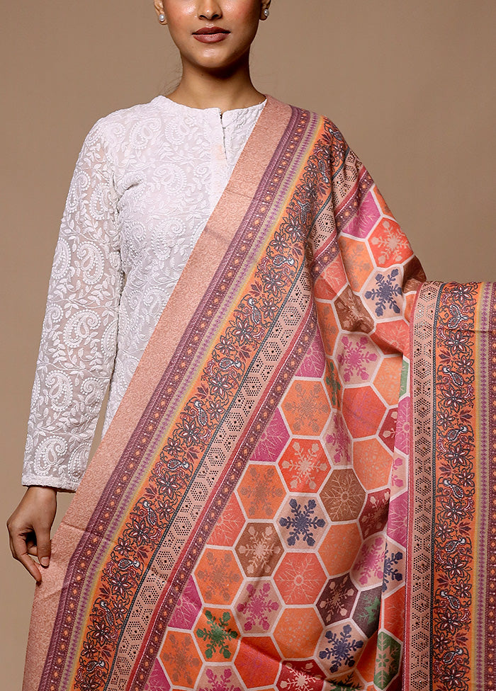 Orange Butta Work With Zari Woven Border Shawl Amazon Footaction