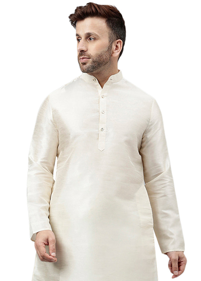 Cream Dupion Silk Solid Kurta Clearance 2025