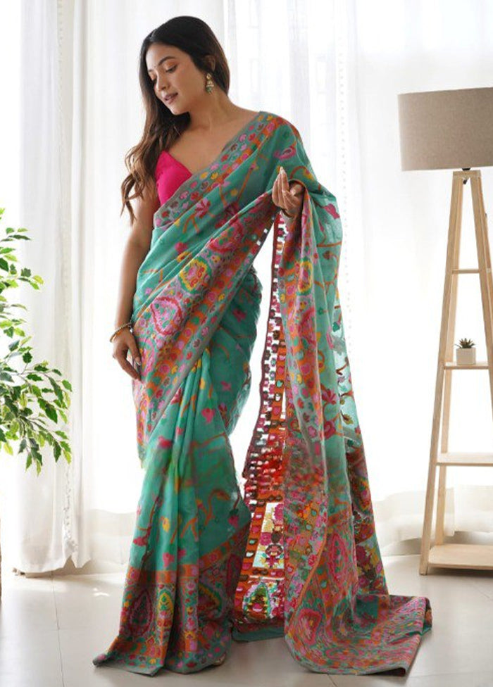 Green Banarasi Silk Saree With Blouse Piece Factory Outlet For Sale