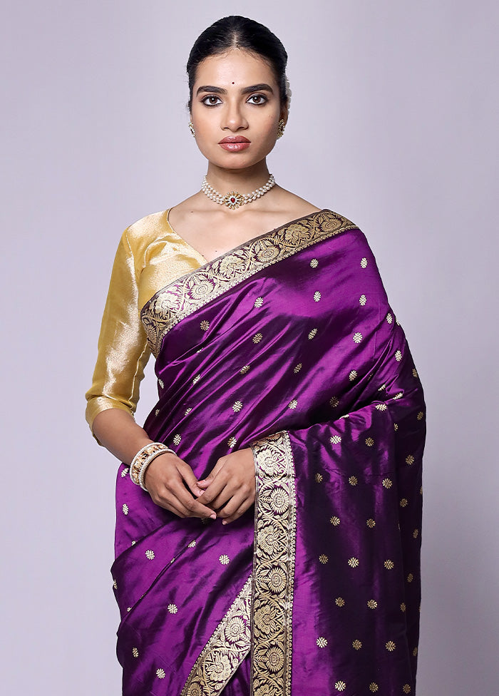 Purple Handloom Assam Pure Silk Saree With Blouse Piece Clearance Deals