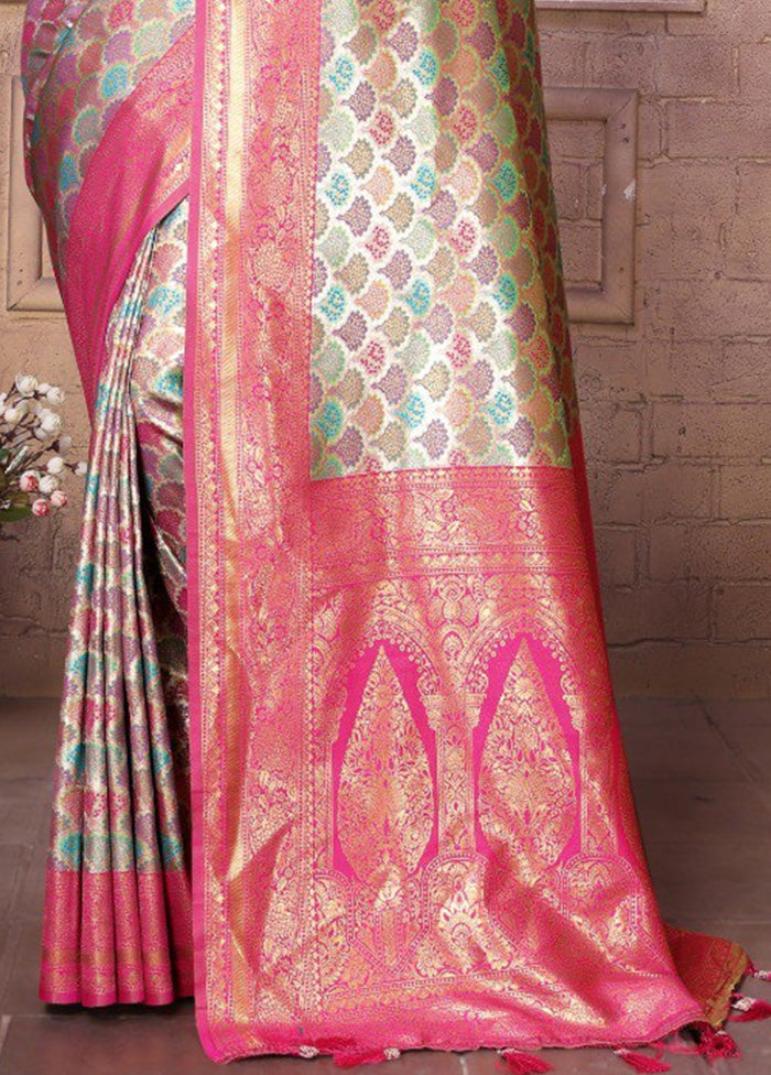 Pink Banarasi Silk Saree With Blouse Piece Sale Online Online