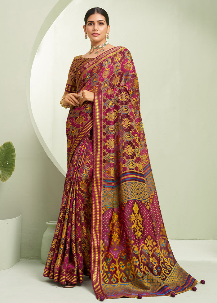 Burgundy Georgette Saree With Blouse Piece Tumblr Cheap Online