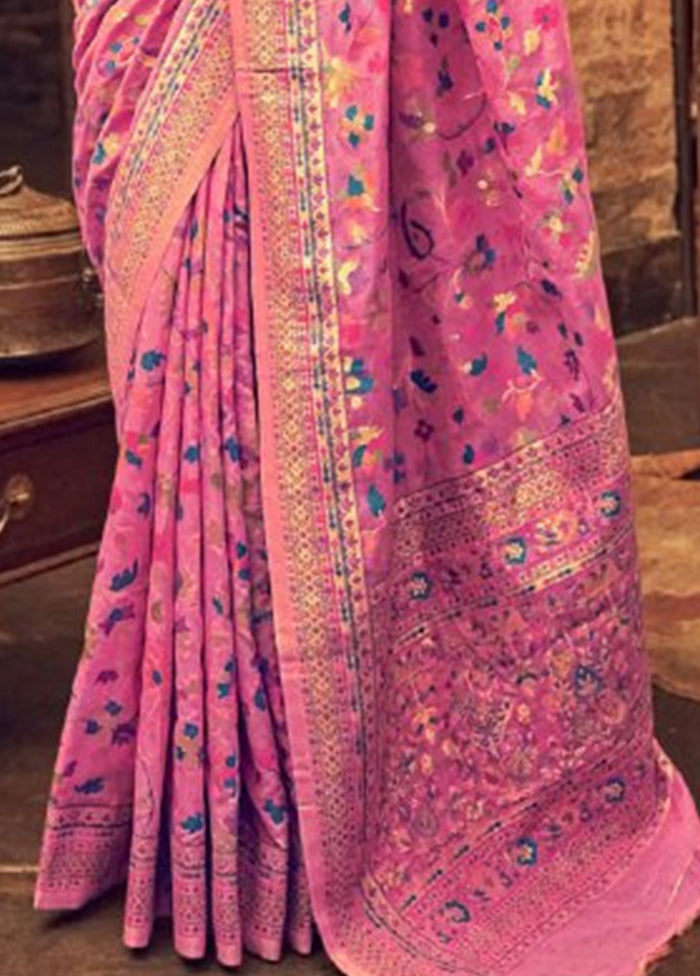 Pink Banarasi Silk Saree With Blouse Piece Buy Cheap Best