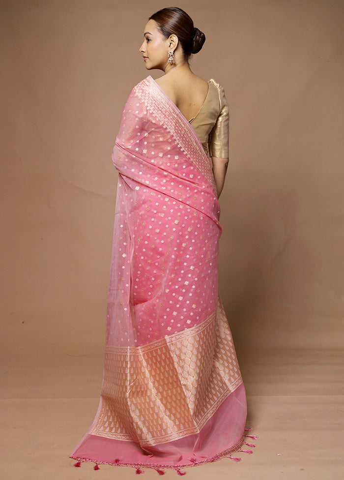 Pink Kora Silk Saree With Blouse Piece Cheap Outlet Store