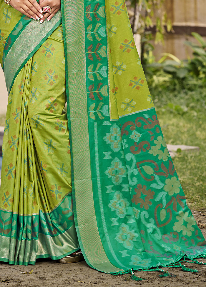 Light Green Spun Silk Saree With Blouse Piece Outlet Excellent