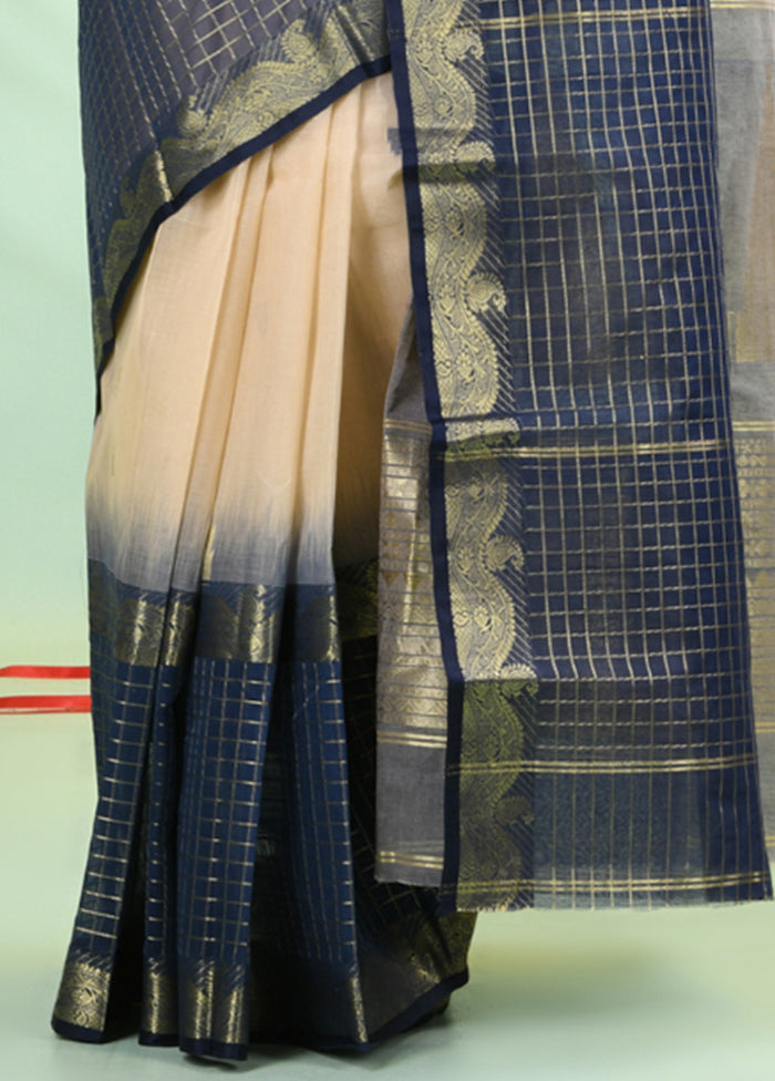 Beige Pure Cotton Texture Motifs Woven Saree Without Blouse Piece Free Shipping Best Place