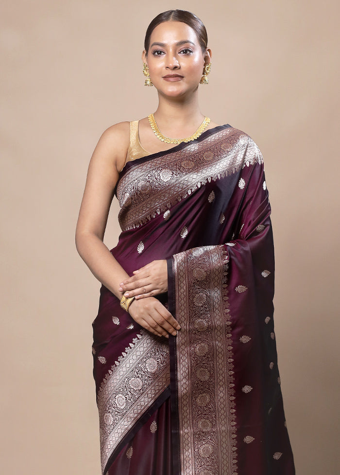 Purple Katan Silk Saree With Blouse Piece Clearance Limited Edition