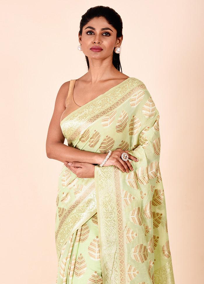 Green Kora Silk Saree With Blouse Piece Cheapest Pice Online