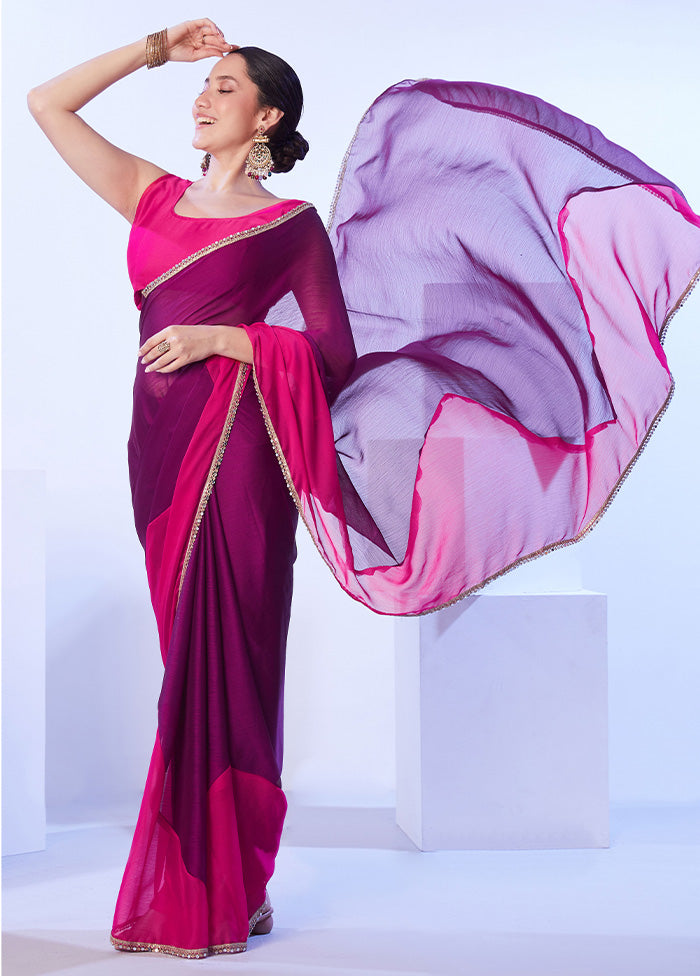 Purple Satin Silk Saree With Blouse Piece Buy Cheap Tumblr