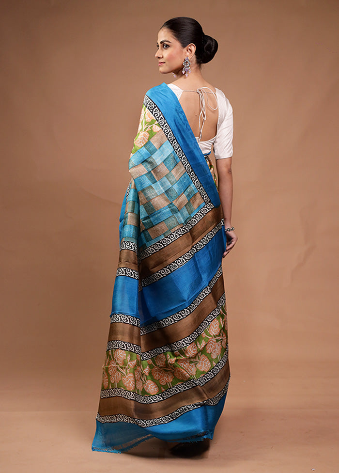 Green Printed Pure Silk Saree Without Blouse Piece Discount Newest