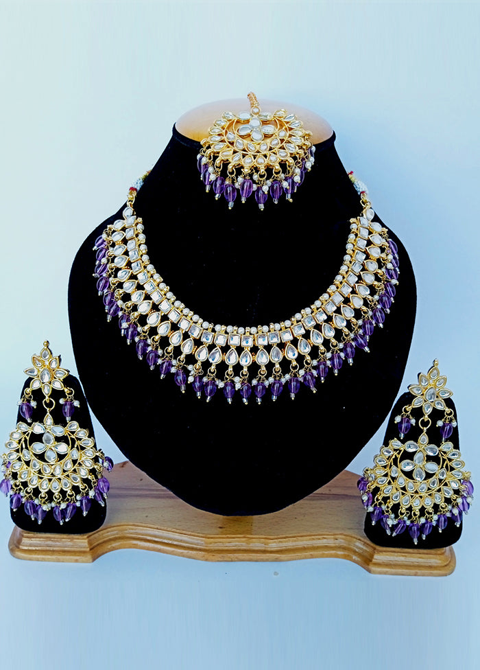 Purple Alloy Cz Stone Jewellery Set Outlet Locations Cheap Online