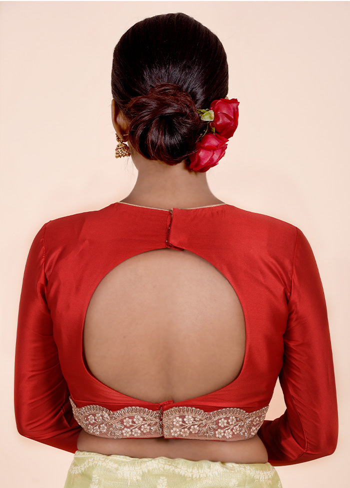 Red Silk Designer Blouse Cheap Sale View