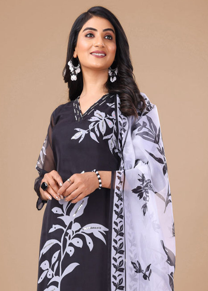 3 Pc Black Readymade Silk Suit Set Sale Get To Buy