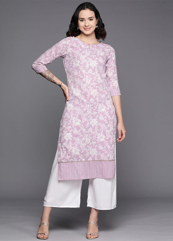 Lavender Pure Readymade Cotton Kurti Real Sale Online