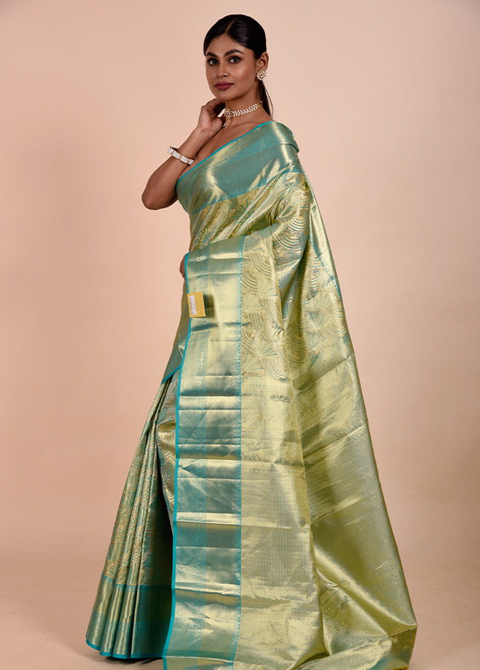 Green Handloom Kanchipuram Pure Silk Saree With Blouse Piece Looking For Cheap Pice