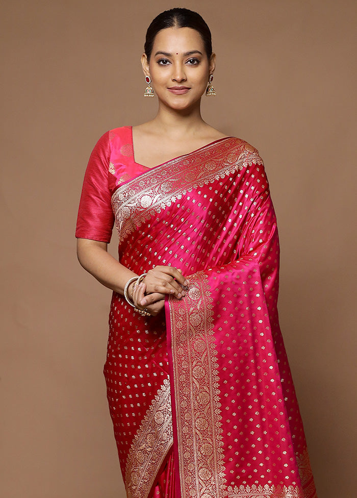 Pink Banarasi Silk Saree With Blouse Piece Buy Cheap Best Place