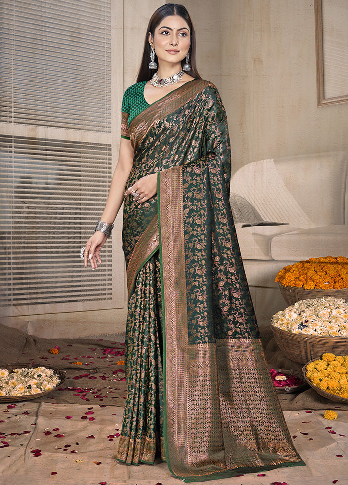 Green Spun Silk Saree With Blouse Piece Finishline Online