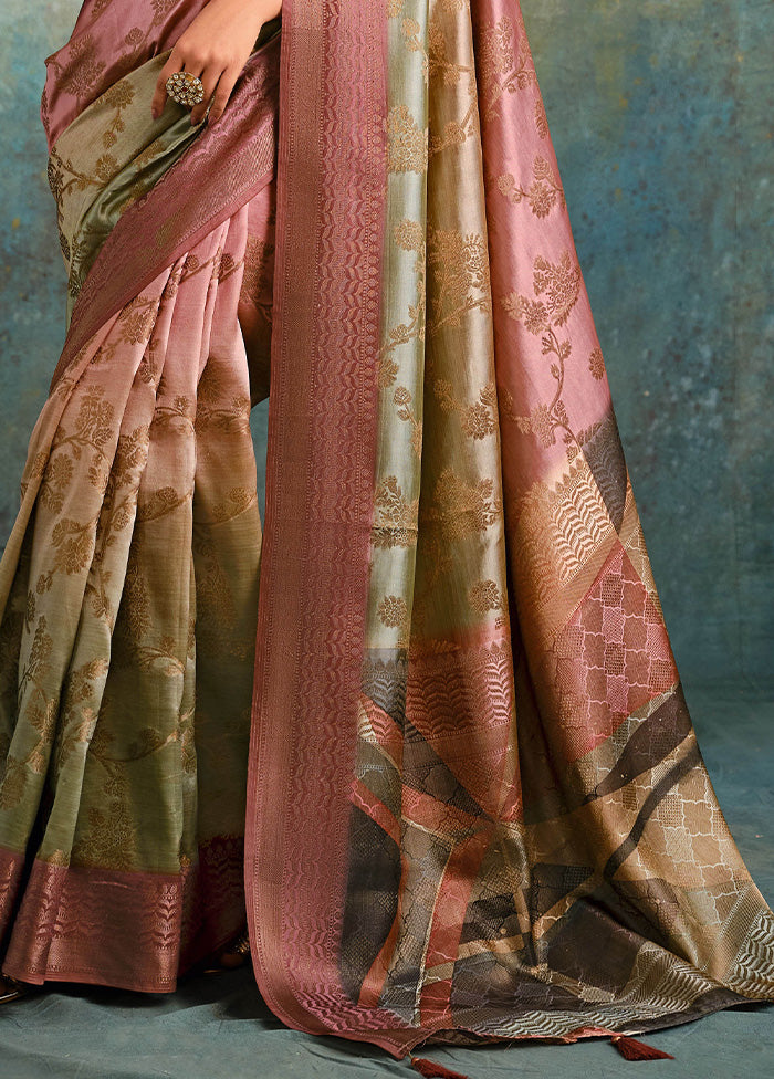 Pink Spun Silk Saree With Blouse Piece Buy Cheap Visit