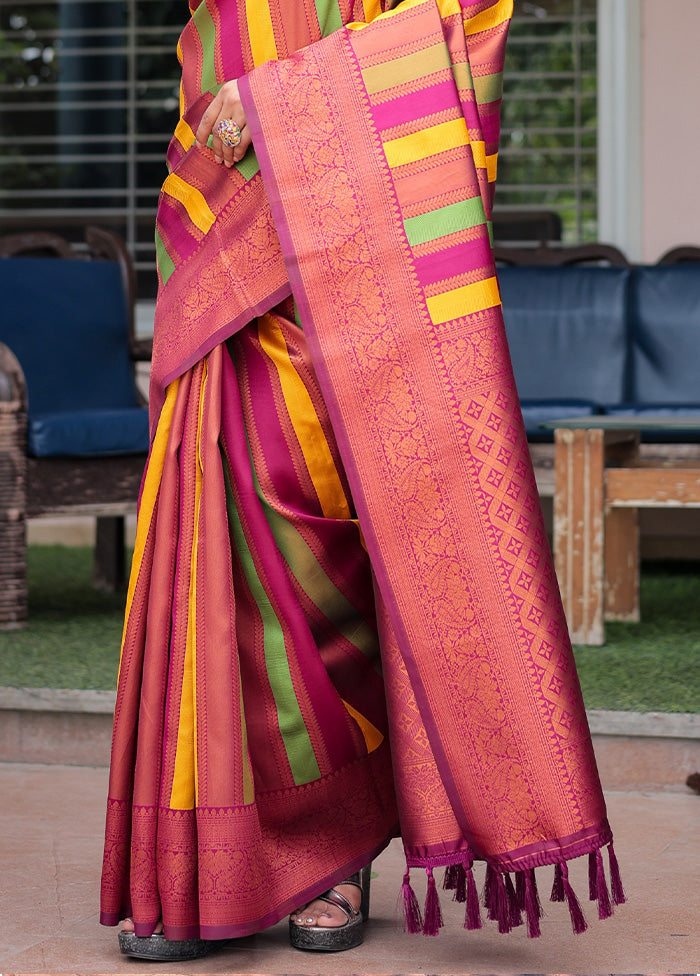 Maroon Kanjivaram Silk Saree With Blouse Piece Collections Cheap Pice