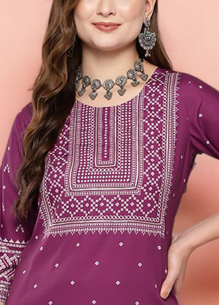 2 Pc Purple Readymade Silk Kurti Set Outlet Websites