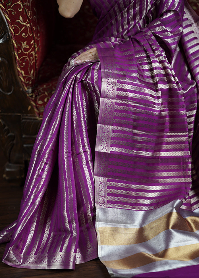 Purple Dupion Silk Saree With Blouse Piece Cheap Discounts