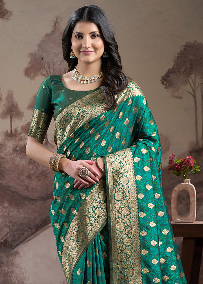 Green Spun Silk Saree With Blouse Piece Real Cheap Online