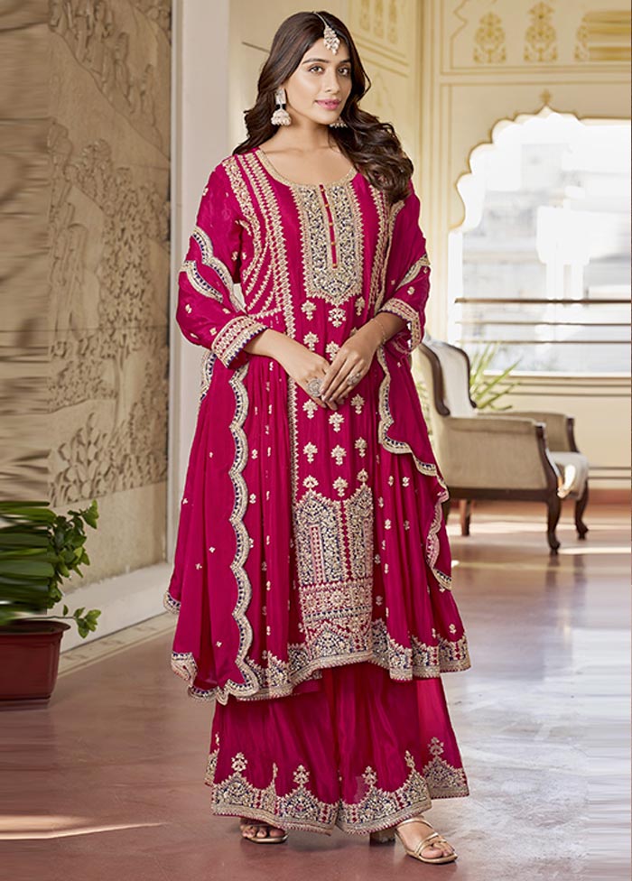 3 Pc Rani Semi Stitched Silk Suit Set From China Sale Online