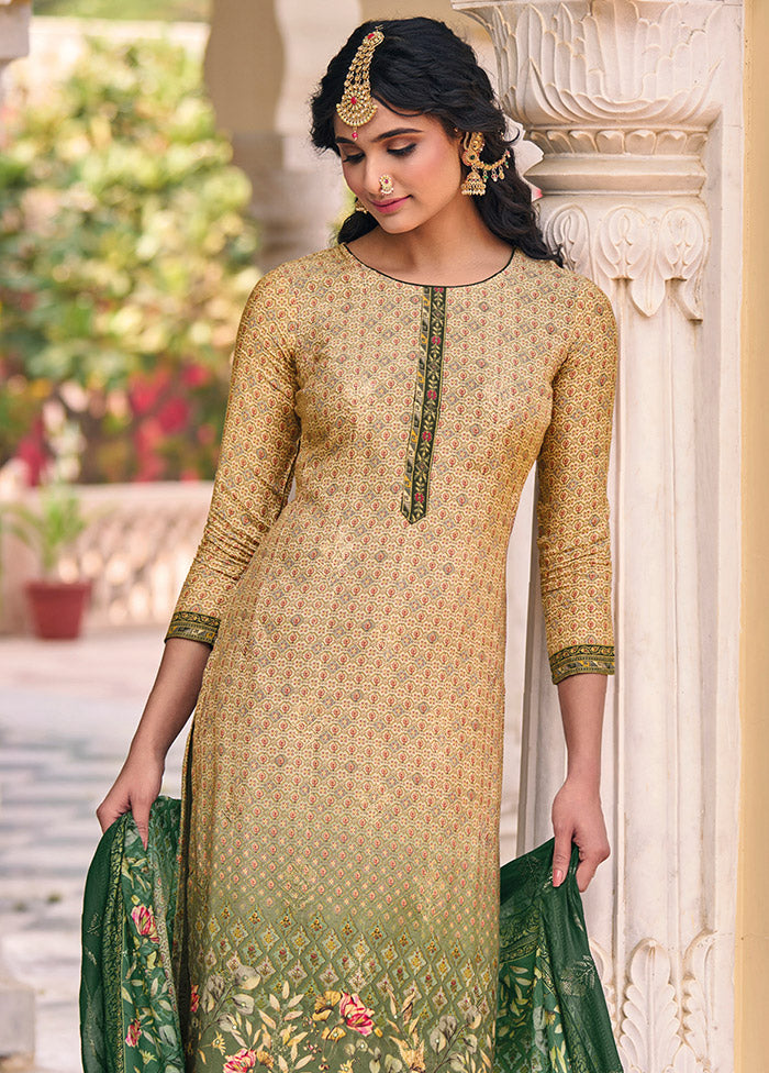 3 Pc Beige Unstitched Silk Suit Set Buy Cheap Cheap