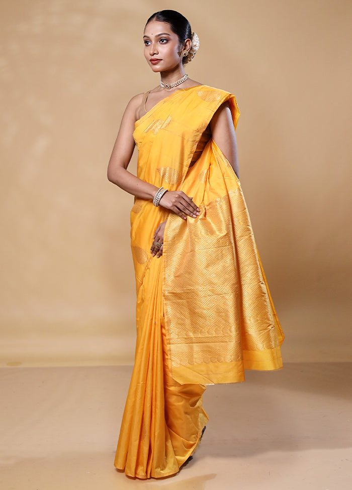 Yellow Kanjivaram Silk Saree With Blouse Piece Best Place Sale Online