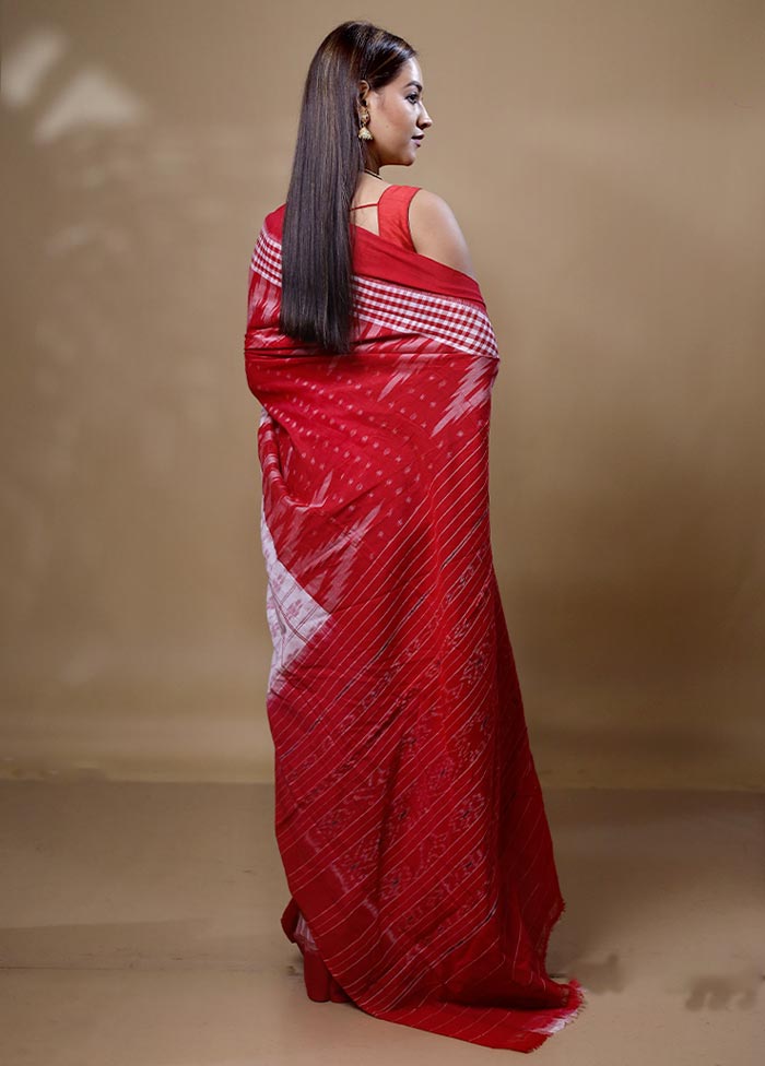 Red Pure Cotton Saree With Blouse Piece Outlet Purchase