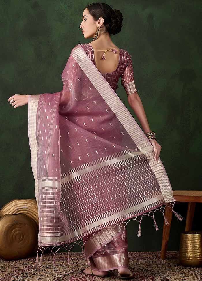 Purple Organza Saree With Blouse Piece Latest Collections