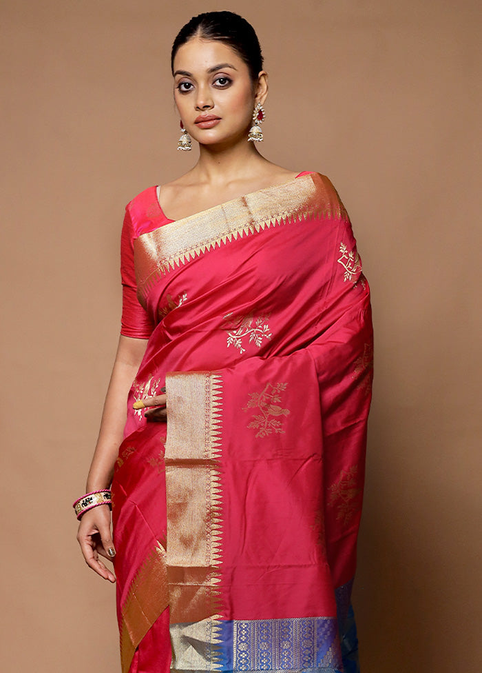 Pink Kanjivaram Silk Saree With Blouse Piece Sale Outlet