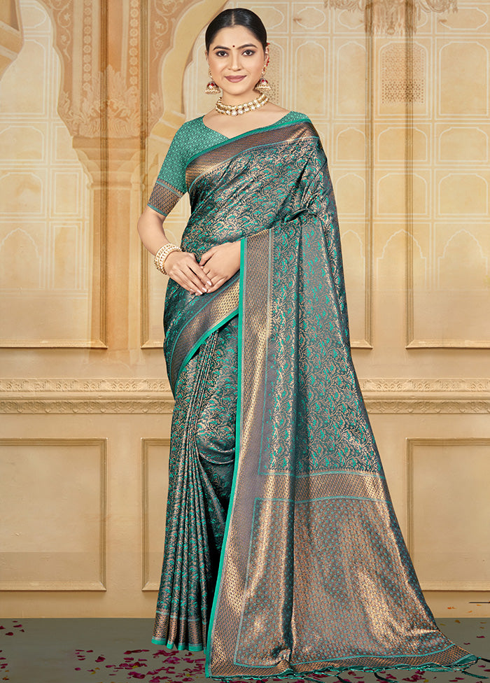 Sea Green Spun Silk Saree With Blouse Piece Order