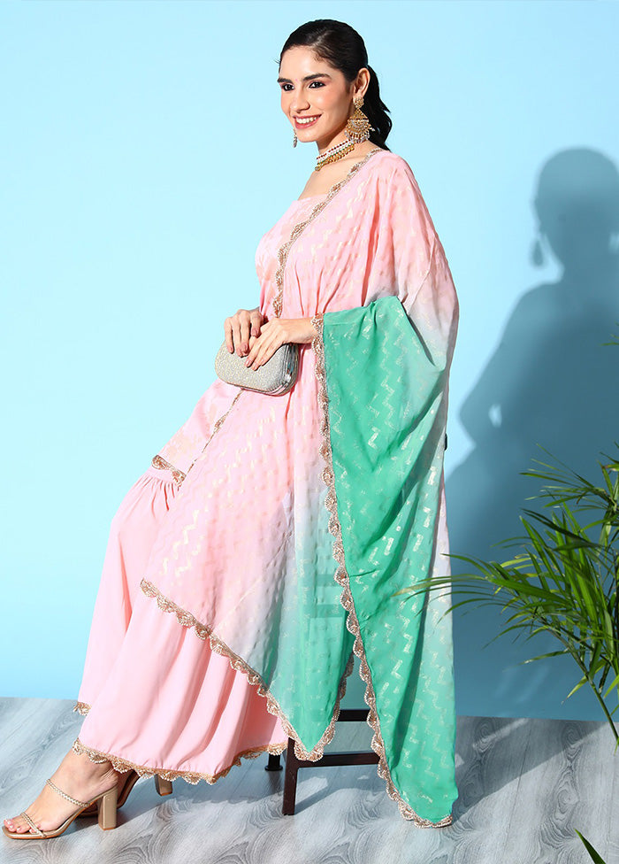 3 Pc Pink Readymade Silk Dupatta Suit Set Fashion Style Online