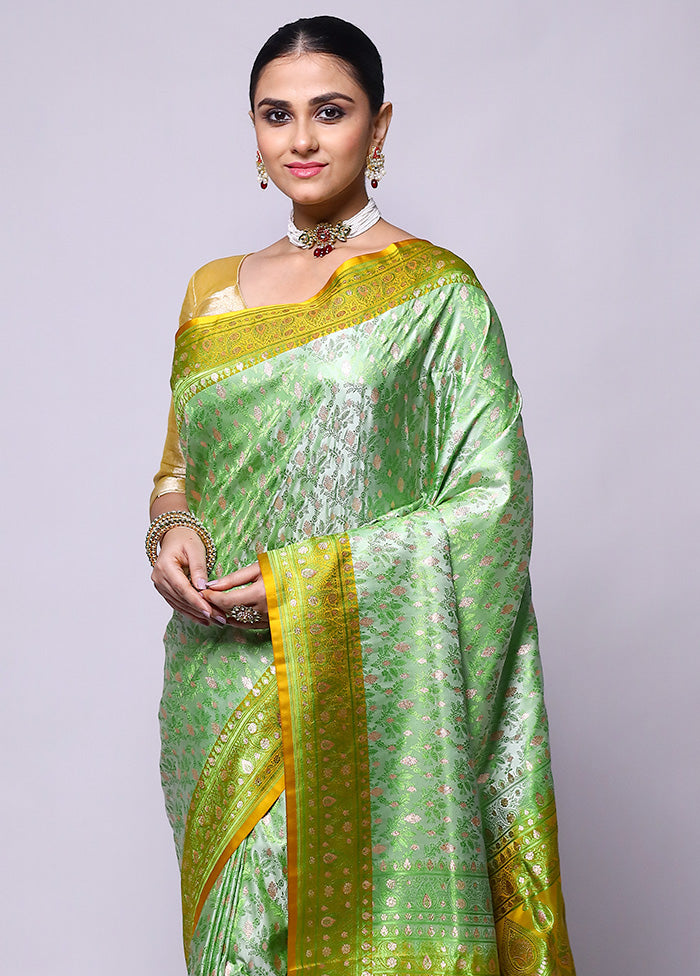 Green Tanchoi Silk Saree With Blouse Piece Sale Wiki