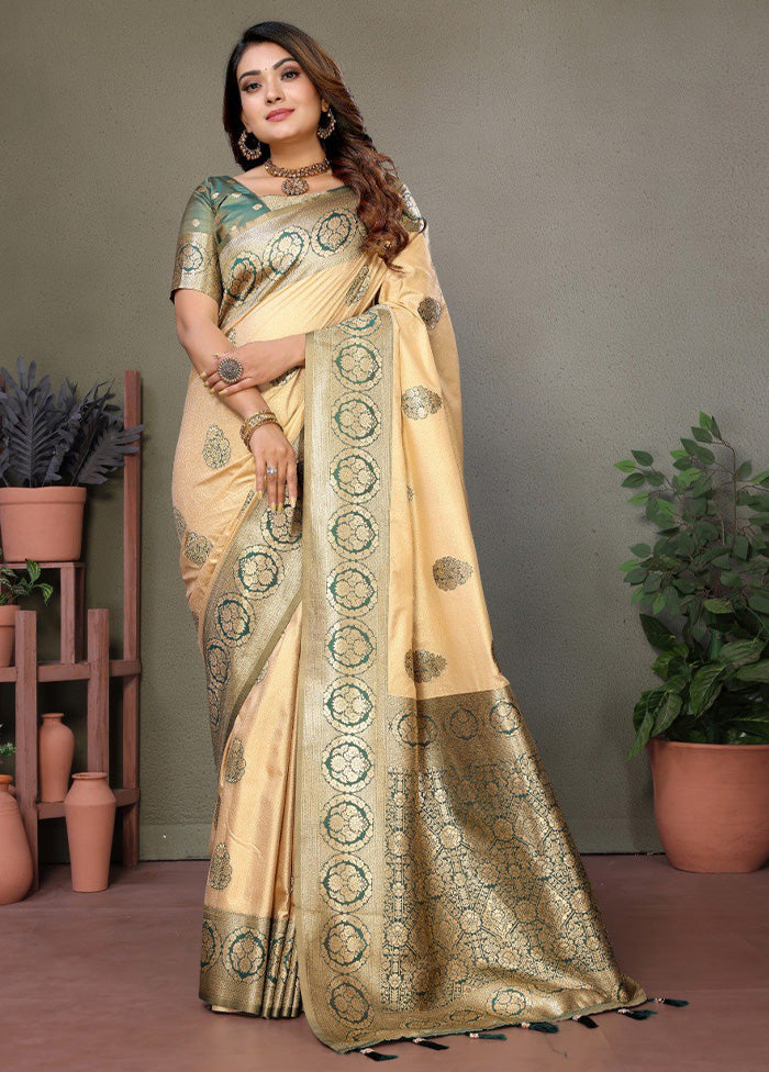 Cream Spun Silk Saree With Blouse Piece Online Cheap Quality