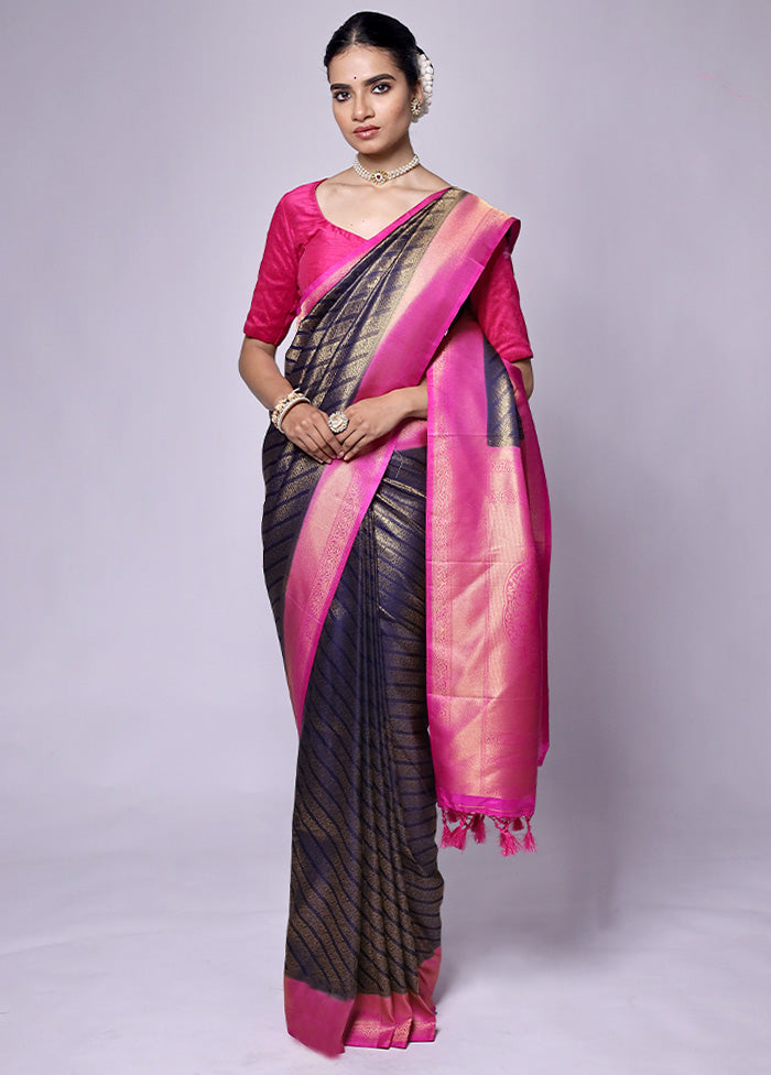 Blue Dupion Silk Saree With Blouse Piece Cheap For Nice