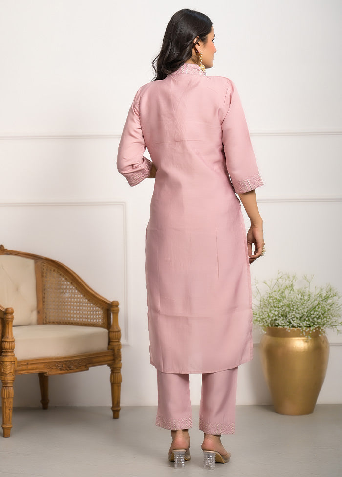 3 Pc Pink Readymade Viscose Dupatta Suit Set Pre Order Online