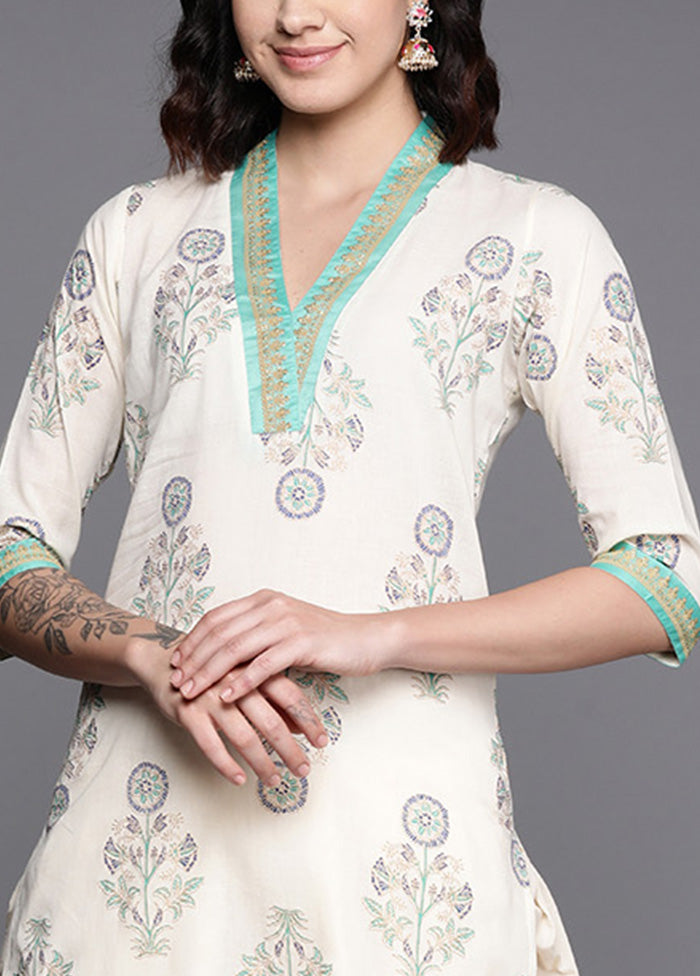 2 Pc Off White Pure Readymade Cotton Kurti Set Sale Best Sale