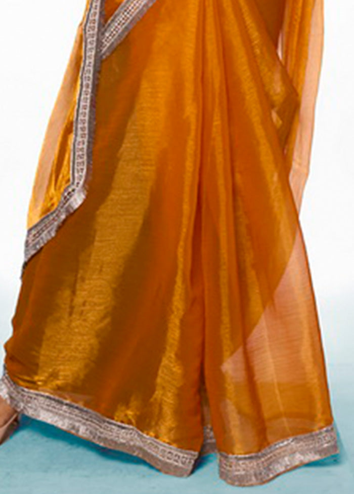 Mustard Spun Silk Saree With Blouse Piece Many Kinds Of Cheap Online