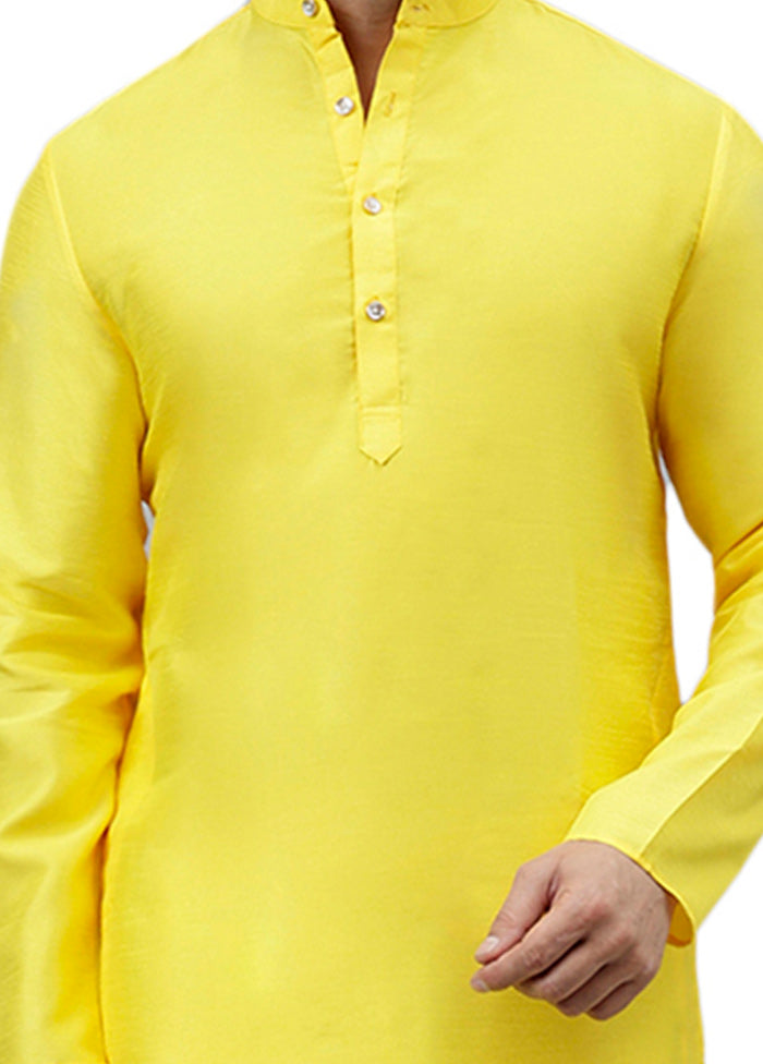 Yellow Dupion Silk Solid Kurta Wide Range Of Cheap Online