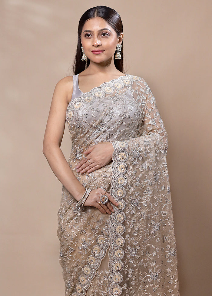 Grey Handloom Pure Silk Saree With Blouse Piece Outlet Footlocker Finishline