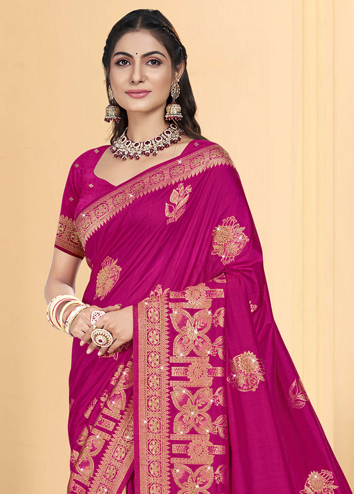 Pink Spun Silk Saree With Blouse Piece Cheap Sale View