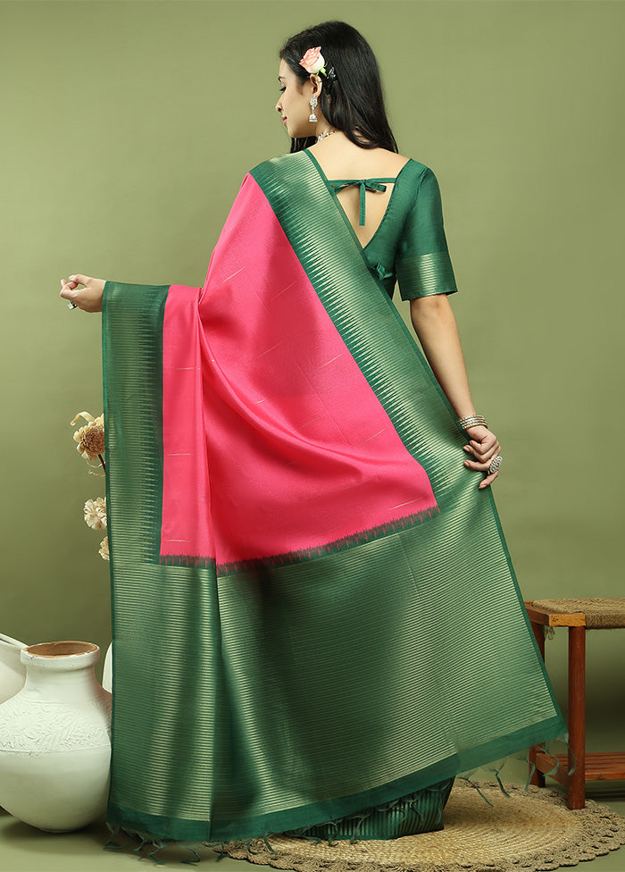 Pink Dupion Silk Saree With Blouse Piece Sale 2025