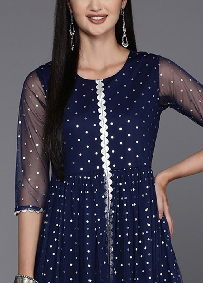 Navy Blue Readymade Net Indian Dress Sale Free Shipping