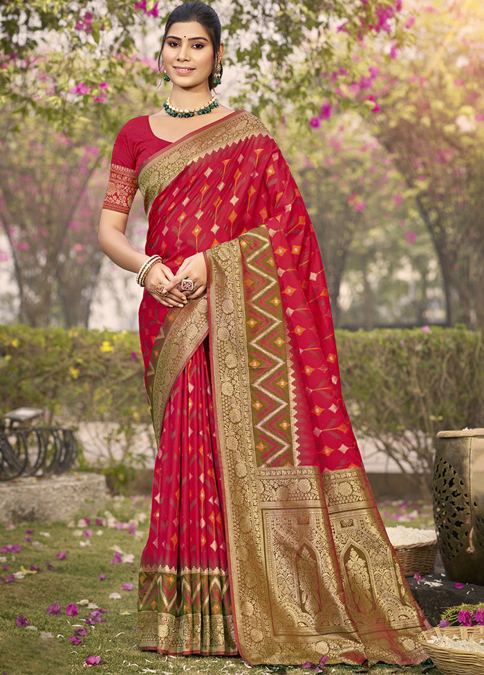 Red Spun Silk Saree With Blouse Piece 2025 Cheap Pice