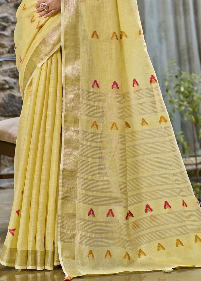 Yellow Cotton Saree With Blouse Piece Cheap Real Authentic