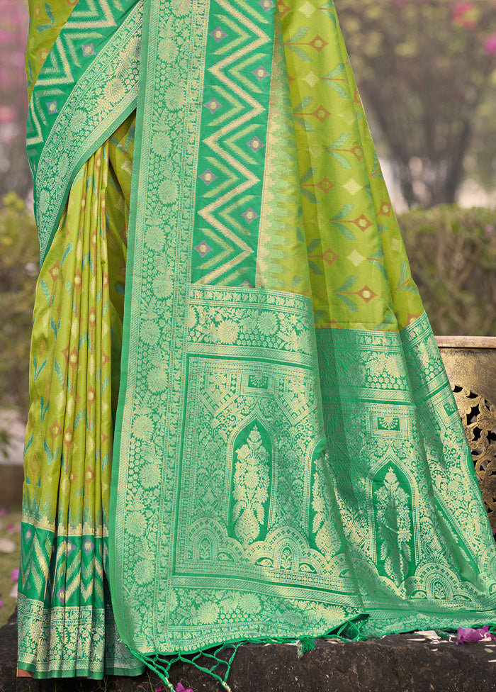 Light Green Spun Silk Saree With Blouse Piece 2025 Unisex For Sale